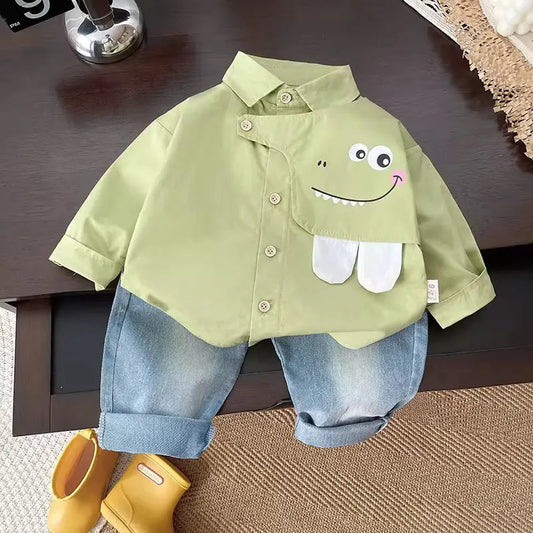 Boys Green Shirt & Jeans Set