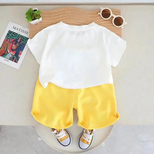 Boys Text Printed T-Shirt And Shorts 2 Pcs Set