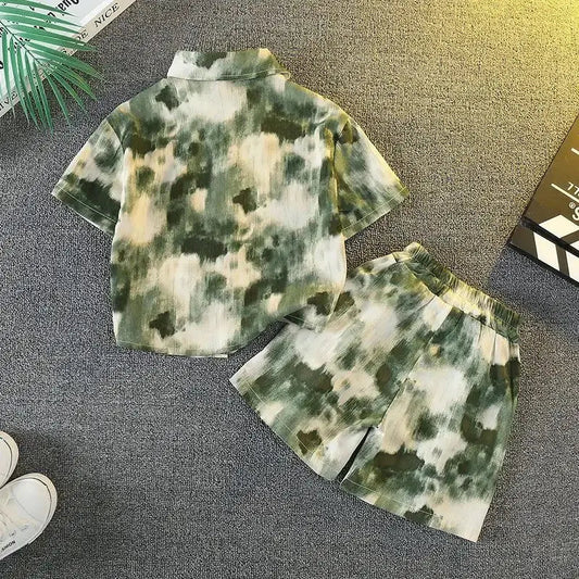 Boys Designer Printed Green Co-ord Set