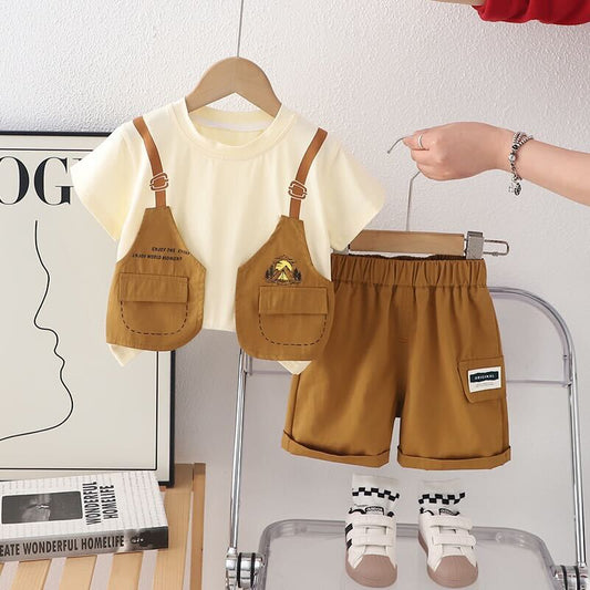 Waistcoat style T-shirt set