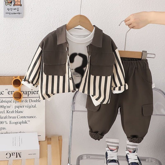 Half striped shacket and cargo set