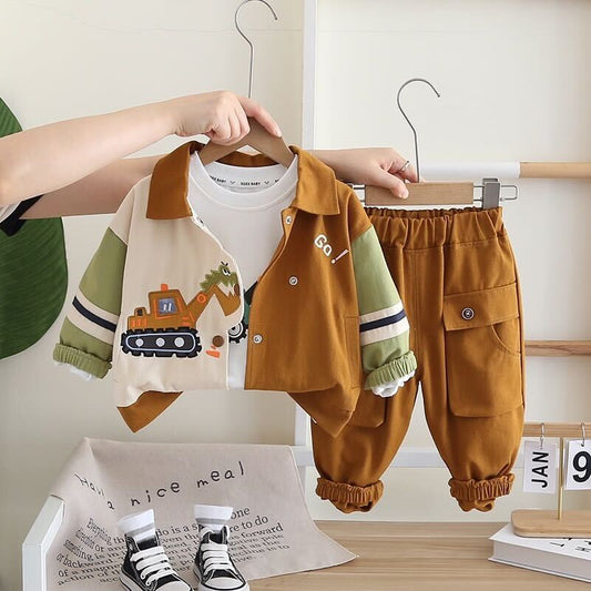 Dino jacket with tshirt and cargo set