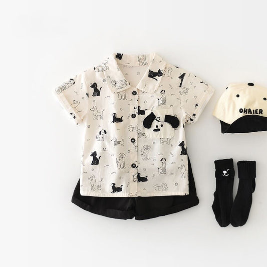Dog printed shirt and shorts premium set