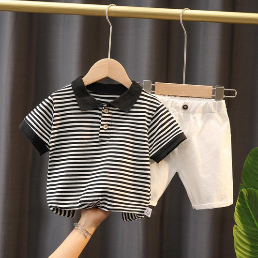 Striped Polo Tshirt and shorts set