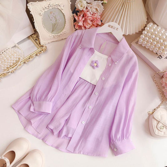 Overshirt shorts and T-shirt set