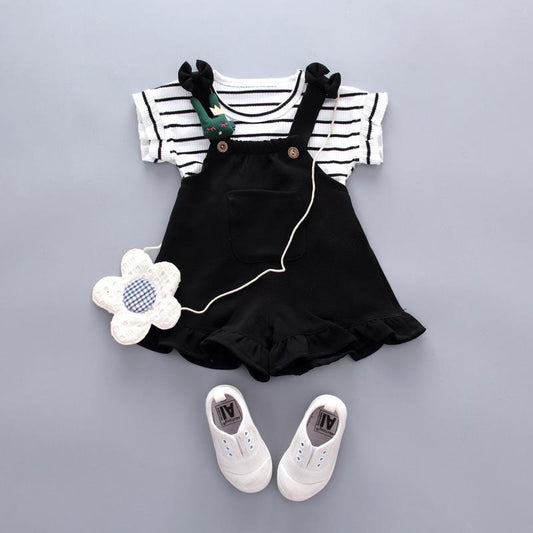 Striped T-shirt and Dungaree Set