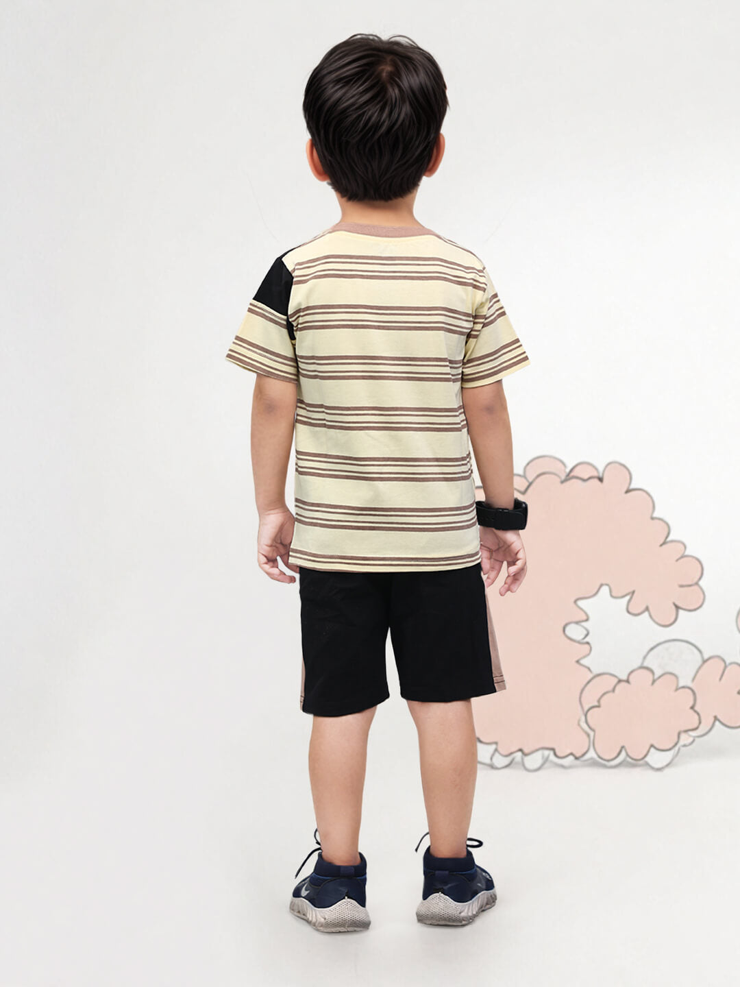 Playful Stripes: Boys' Cotton Premium Clothing Set