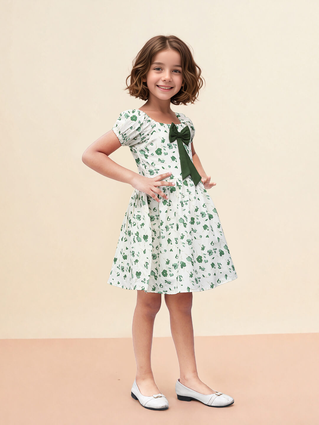 Toonyport Girls' Floral Printed Flared Dress
