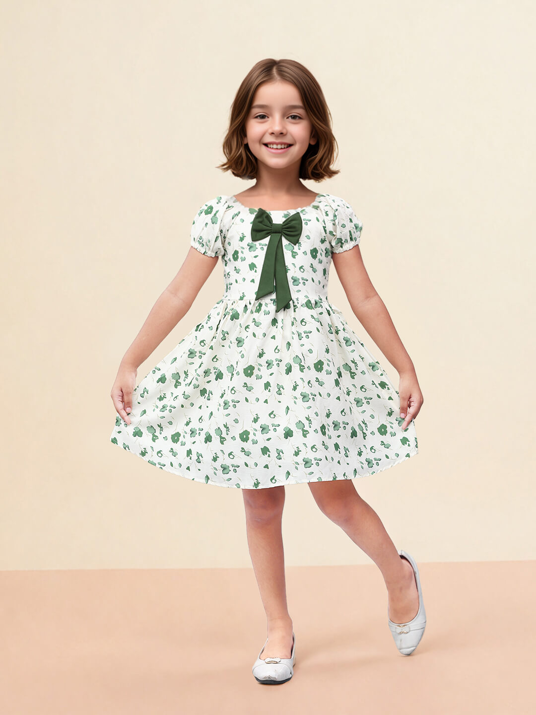 Toonyport Girls' Floral Printed Flared Dress
