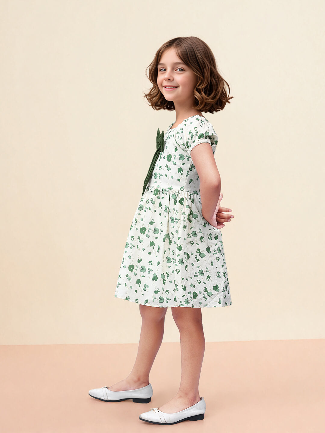 Toonyport Girls' Floral Printed Flared Dress