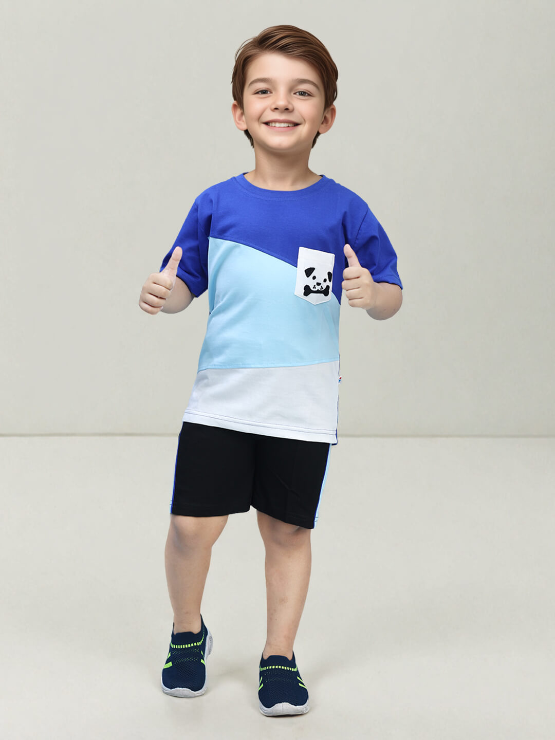 Boys' Color Block Trendy Cotton Clothing Set