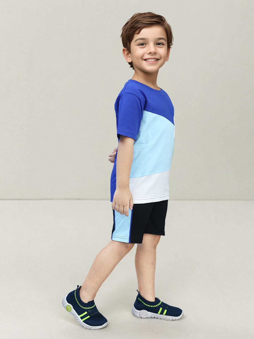 Boys' Color Block Trendy Cotton Clothing Set