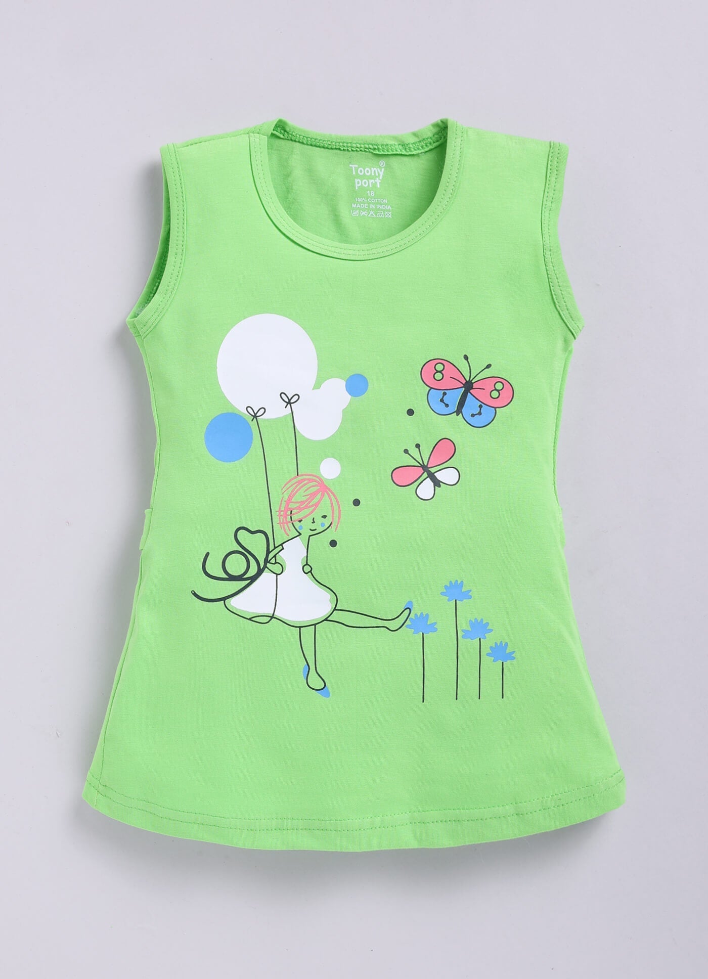 Toonyport Pack OF 2 Cotton Printed A-line Frocks For Girls