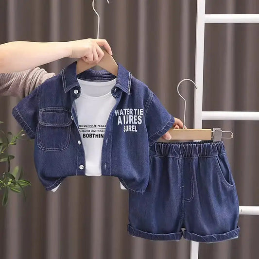 Boys 2 Piece Denim Set With T-shirt