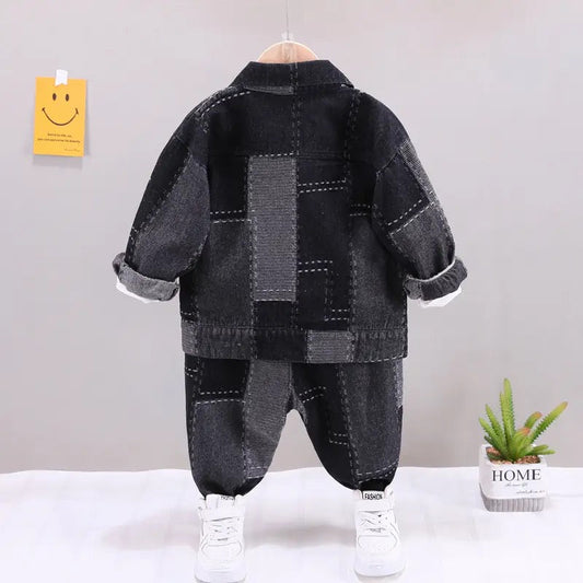 Boys Black Stitched Designer 3 Pcs Set