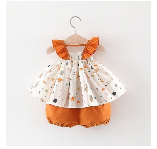 Frill sleeve bloomer set