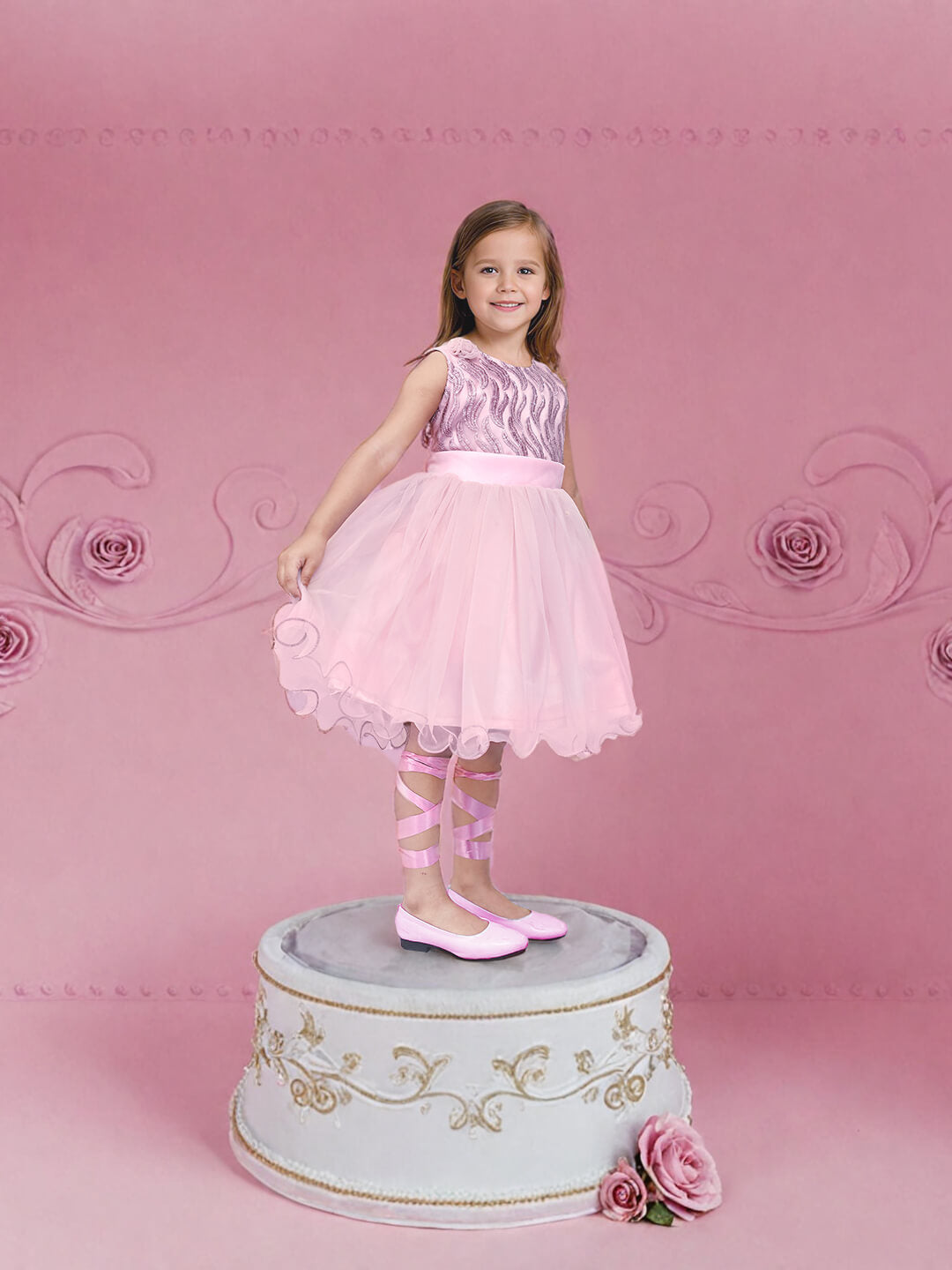 Toonyport Girls Printed Fit & Flare Dress