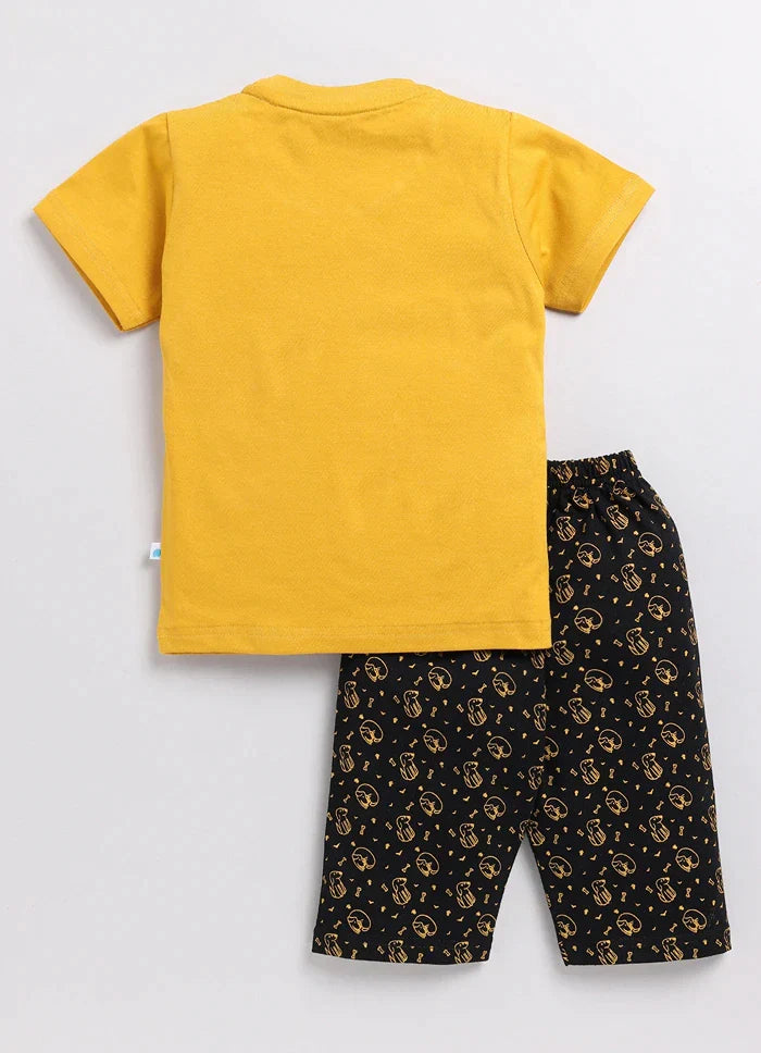 Toonyport Animal Printed Cotton T-Shirt & Three Quarter Pant Summer Set For Boys