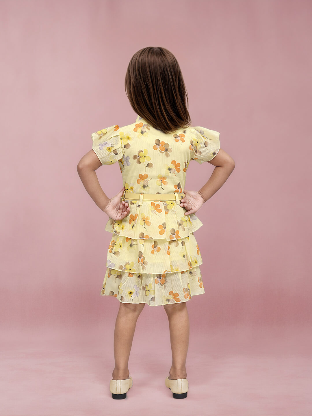 Toonyport Chiffon Printed Fit and Flare Frocks for Girls