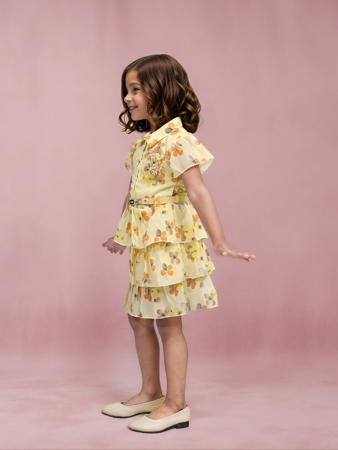 Toonyport Chiffon Printed Fit and Flare Frocks for Girls