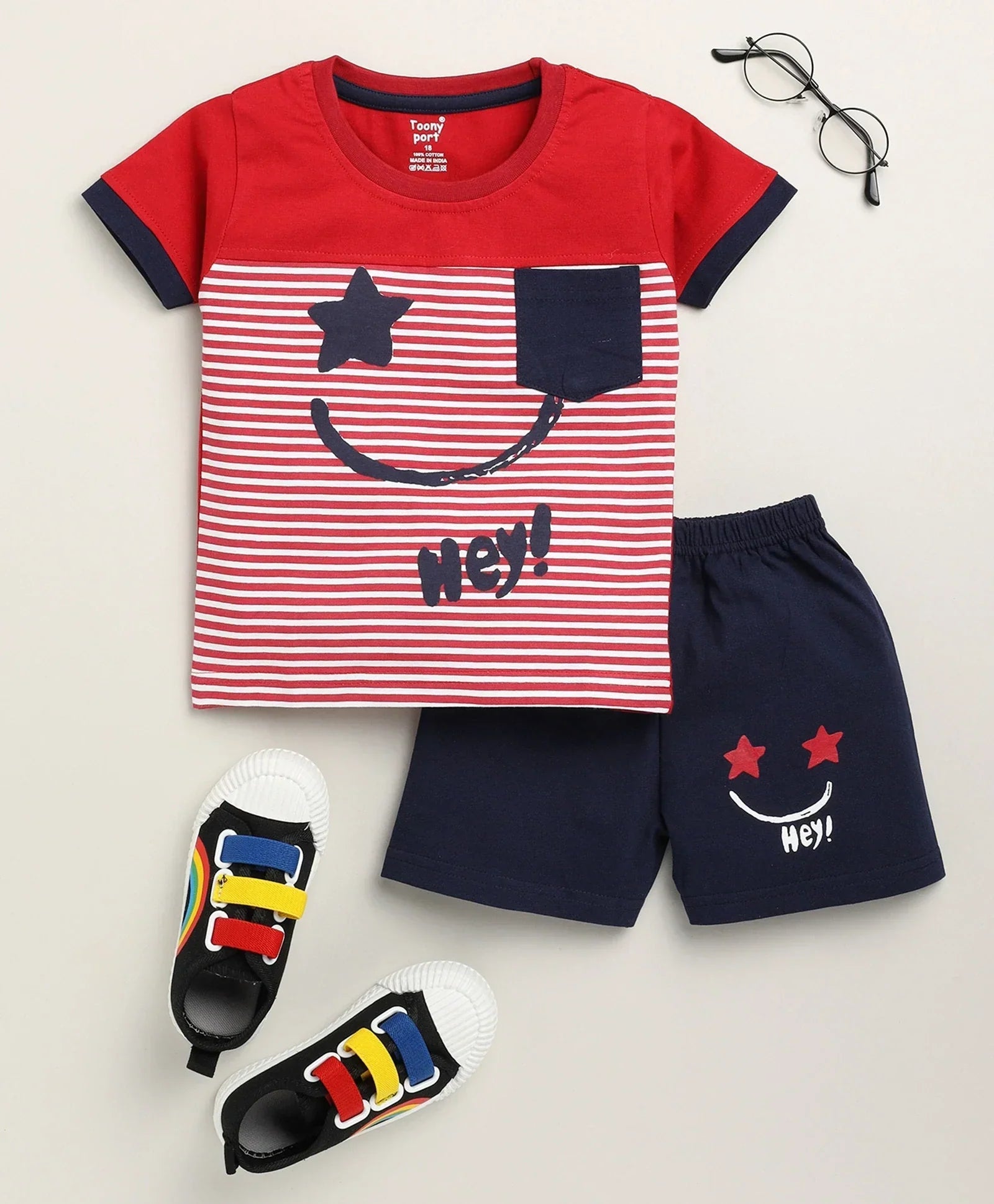 Toonyport Graphic Printed Cotton T-Shirt & Shorts Summer Set For Boys