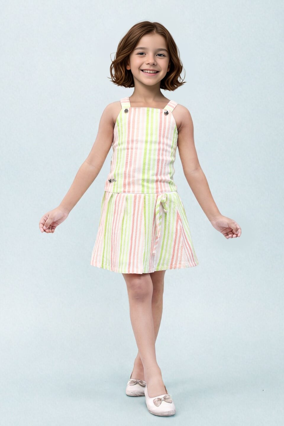 Toonyport Girls Striped Skirt & Top Set