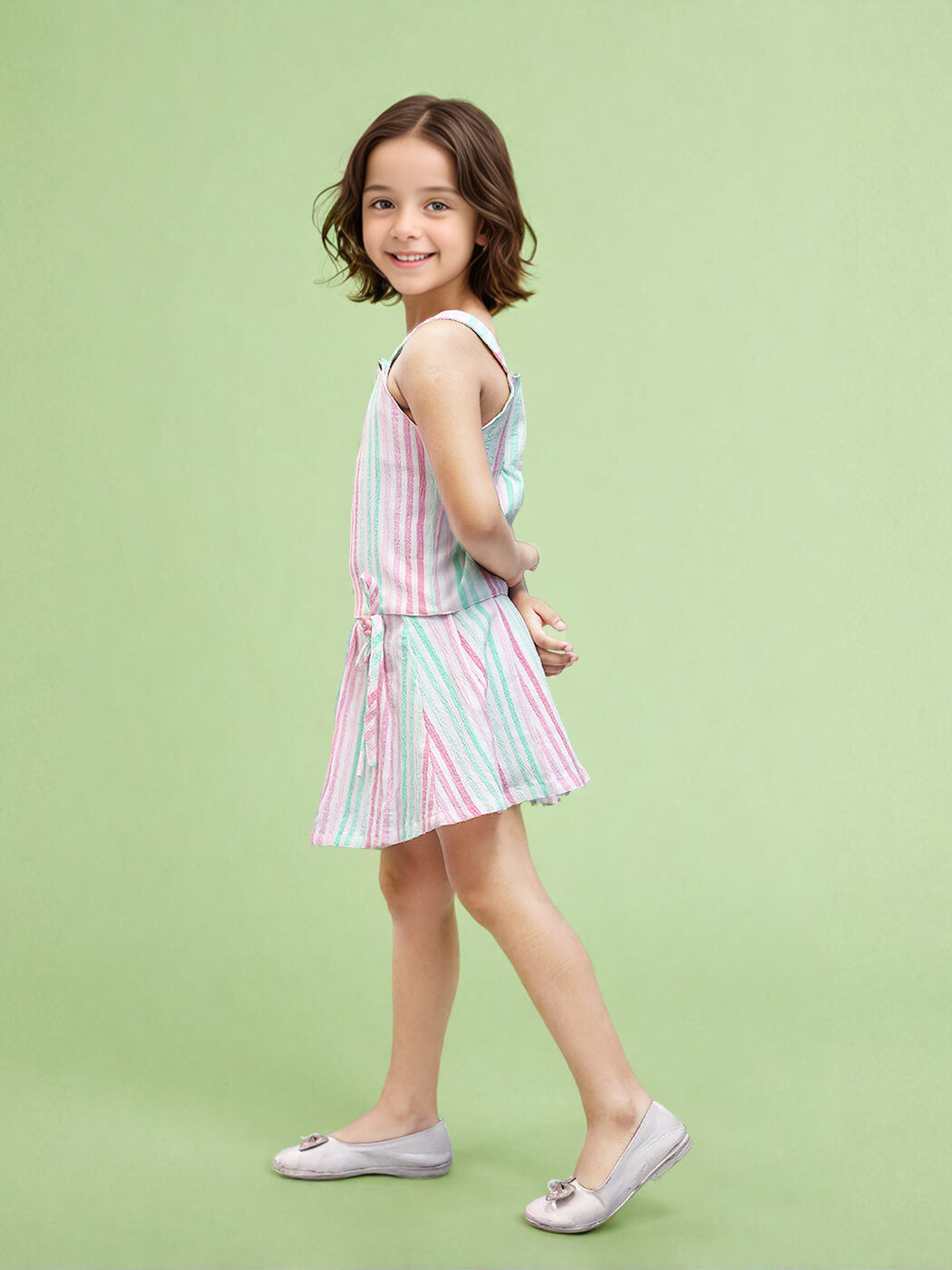 Toonyport Girls Striped Skirt & Top Set