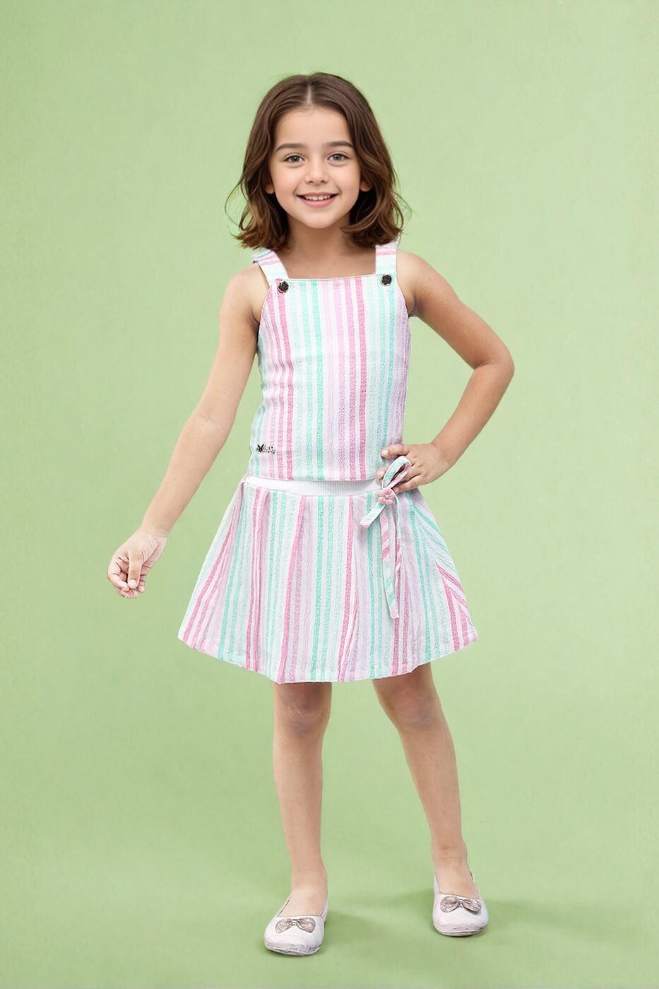 Toonyport Girls Striped Skirt & Top Set
