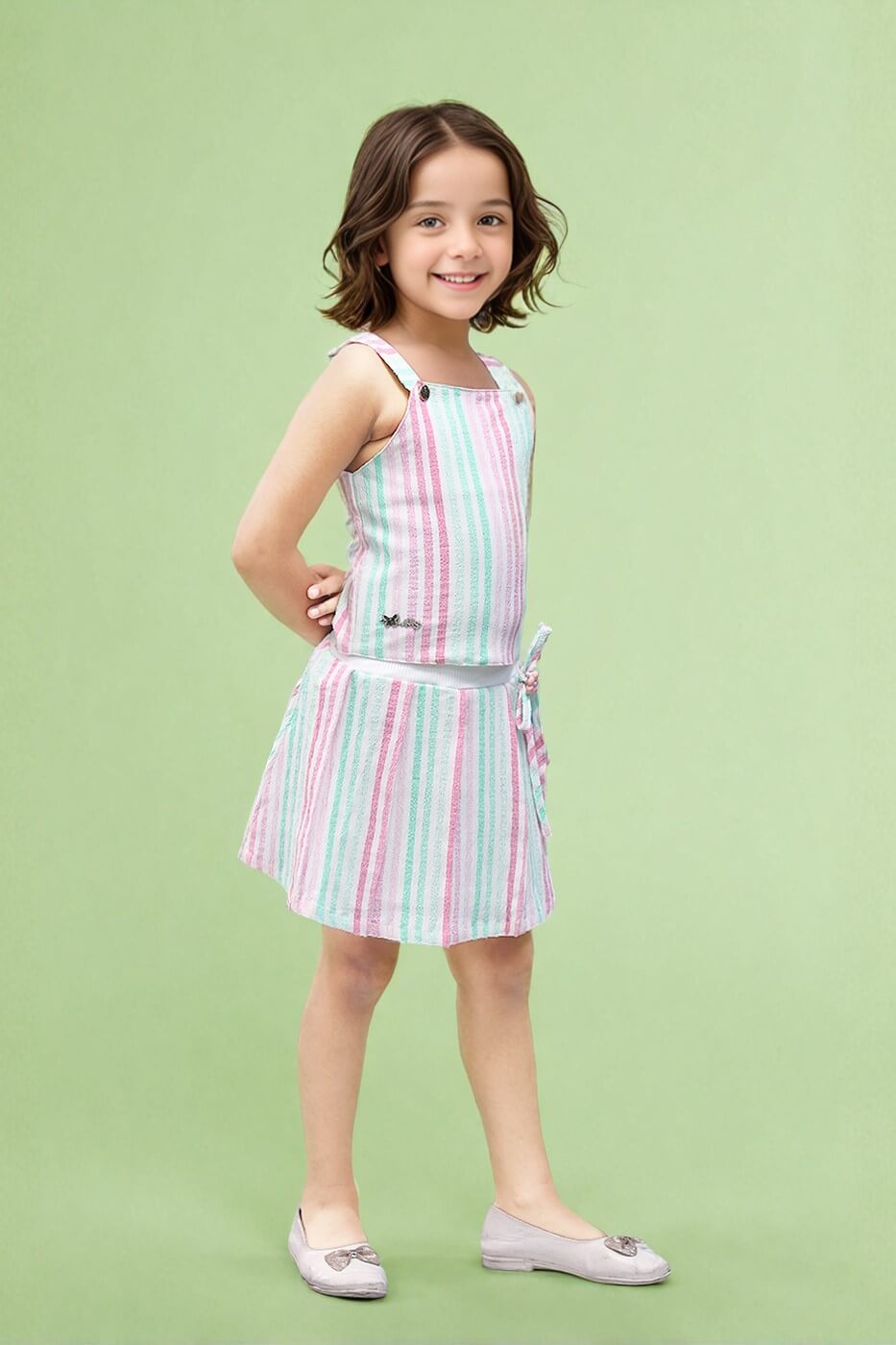 Toonyport Girls Striped Skirt & Top Set