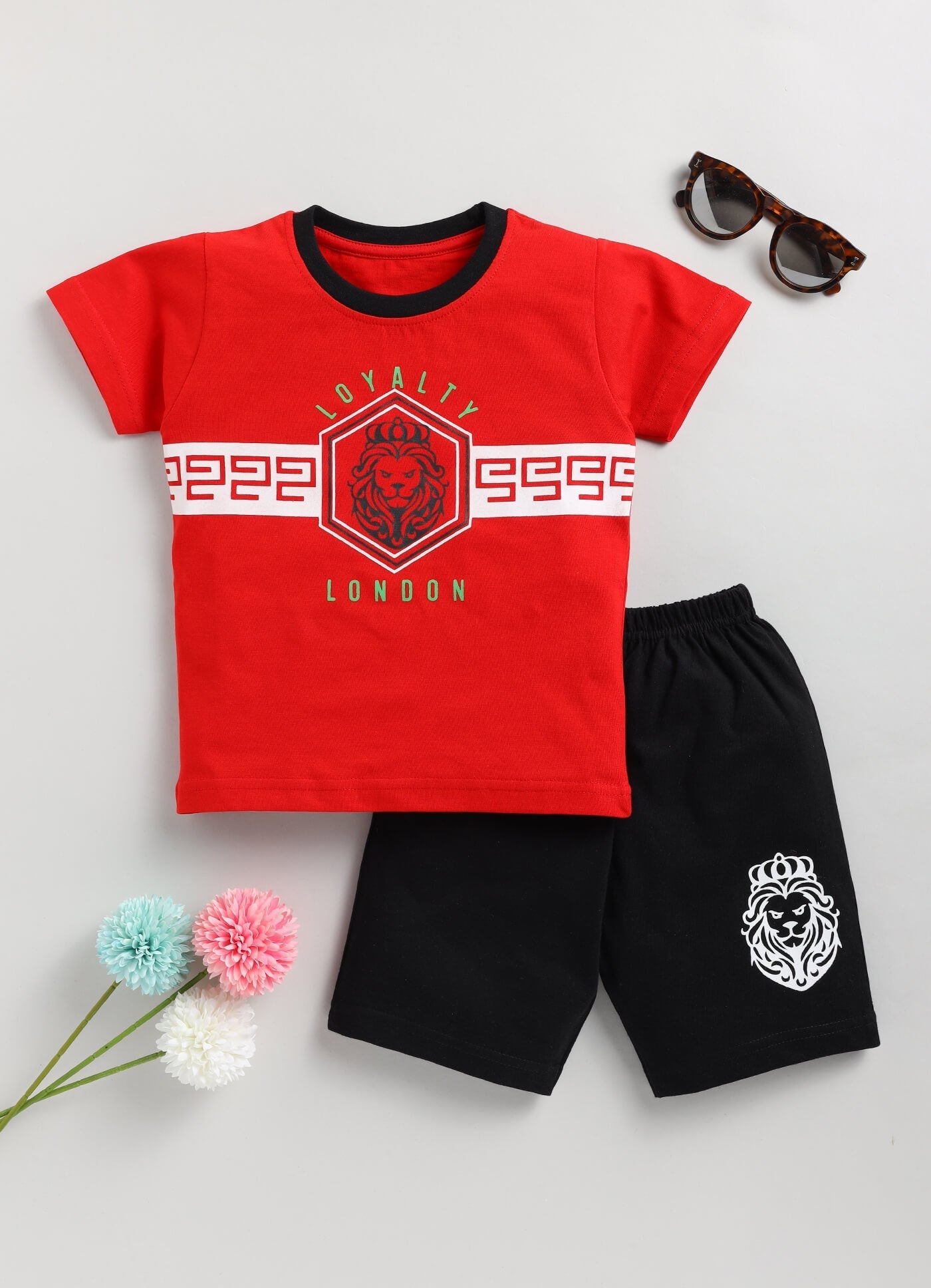 Toonyport Lion Cotton T-Shirt & Shorts Summer Set For Boys